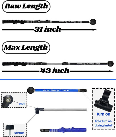 Image of Golf Swing Trainer aid - Golf Training aid to Improve Hinge, Forearm Rotation, Shoulder turna and Grip.Portable Collapsible Swing Trainer Equipped with Golf Grip Trainer