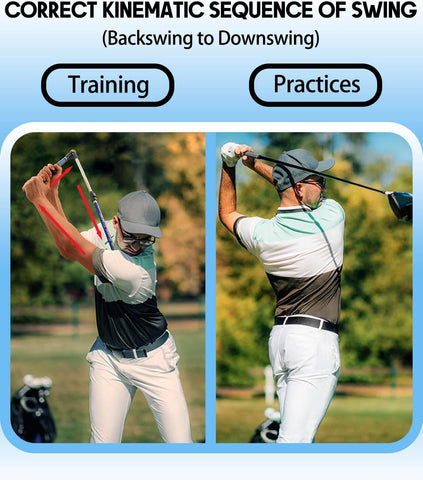 Image of Golf Swing Trainer aid - Golf Training aid to Improve Hinge, Forearm Rotation, Shoulder turna and Grip.Portable Collapsible Swing Trainer Equipped with Golf Grip Trainer