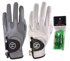 Zero Friction Men's Cabretta Elite Golf Glove 2 Pack, Includes Free Tee Pack, Universal-Fit