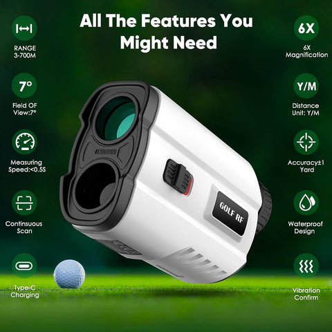 Image of VQTIL Golf Rangefinder 700Yards Laser Range Finder with Slope, USB Rechargeable Golf Laser Rangefinder with Flag Acquisition, External Slope Switch for Golf Tournament Legal, 6X Magnification…