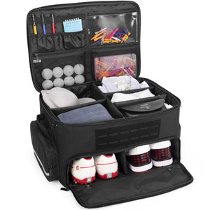 GOBUROS Golf Trunk Organizer Storage with Separate Compartment for 2 Pair Shoes Up to US Mens 16, Golf Car Locker Organizer for Balls, Tees, Clothes, Gloves, Accessories